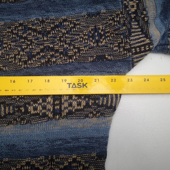 Chaps Denim Ladies Size Large Blue & Tan Linen Blend 3/4 Sleeves Sweater - Picture 7 of 9